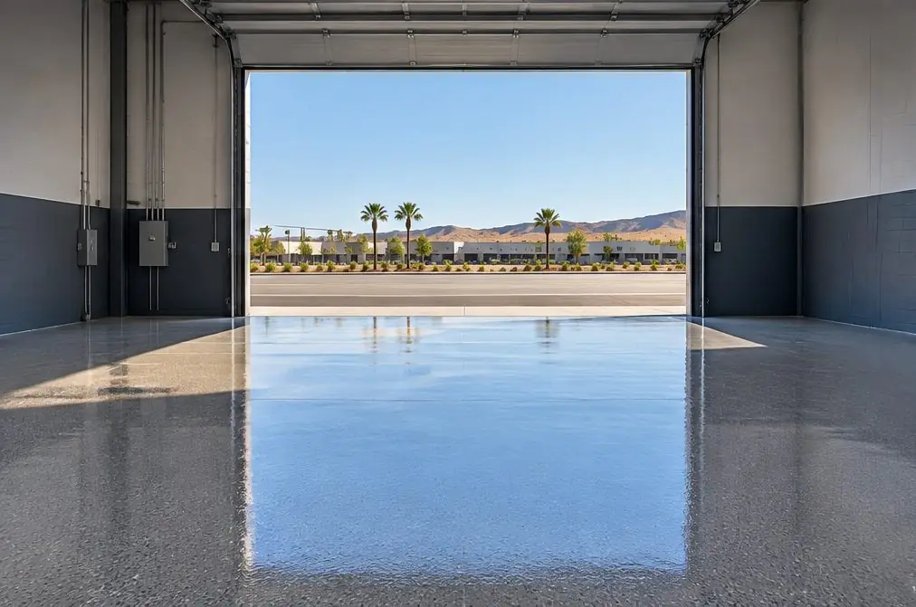 Illustration: a coated floor seen from inside, with Newport Road corridor beyond the open door
